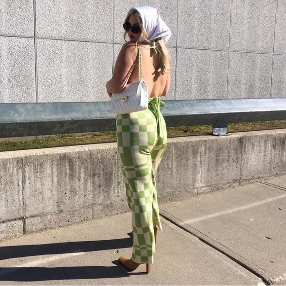Paloma Wool Green Checkered Knit Pants 💚 - Picture 2 of 3